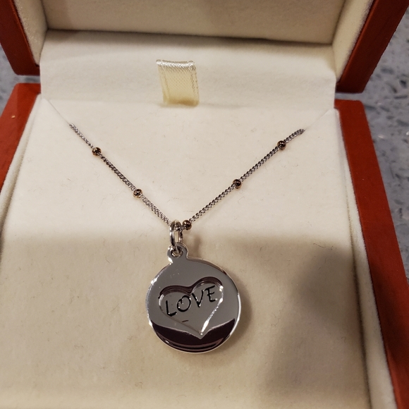2/$30 Sterling silver "Argento Vivo" Love pendant necklace. - Picture 3 of 10